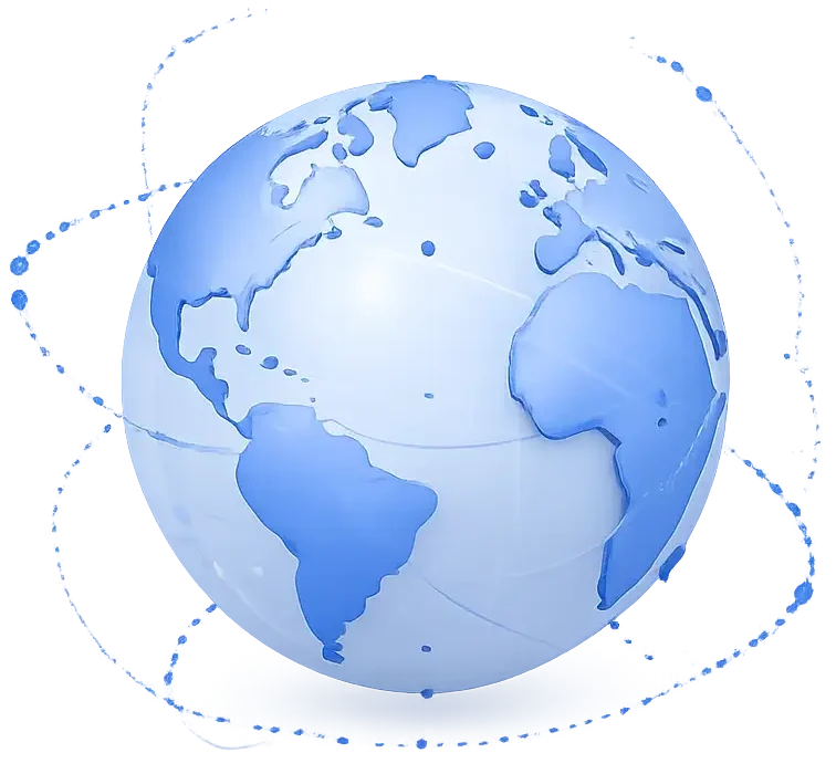 3D blue globe representing global business intelligence, worldwide data insights, and market research solutions